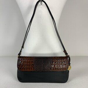 Brahmin Elegant Brown & Black Leather Crossbody Bag